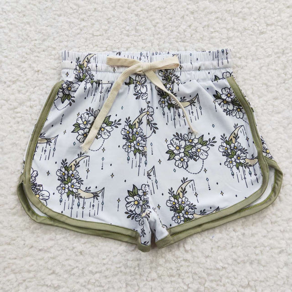western skull cow floral shorts