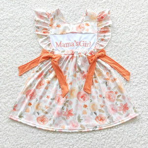 summer embroidered mama's girl orange floral dress