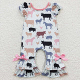 cow and horse girls baby romper