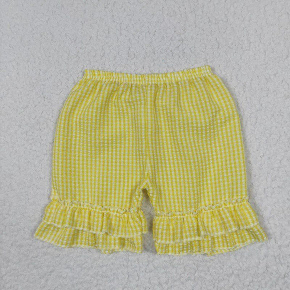 seersucker yellow girl shorts