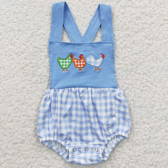 embroidered chicken blue boy bubble