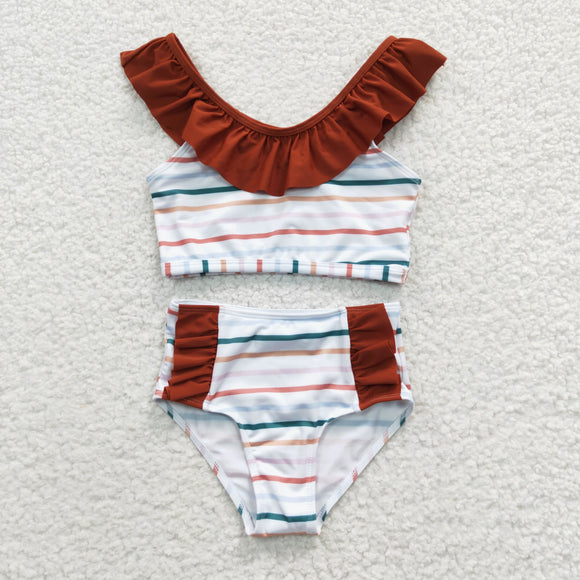 summer line brown swimsuit