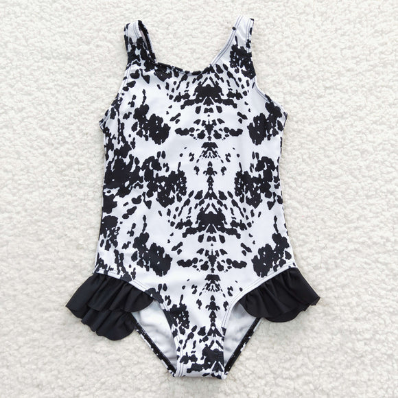 summer black and white prints girls swimsuit