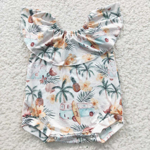 floral and Coconut palm romper