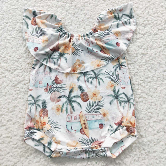 floral and Coconut palm romper