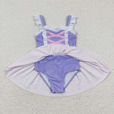 summer popular princess purple and pink  girls swim suit