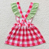 Strawberry plaid girls dress