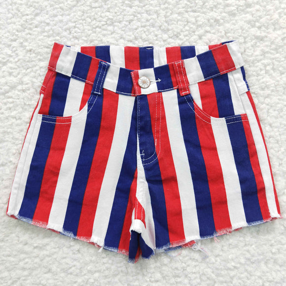 4th of July baby girl stripe shorts jeans