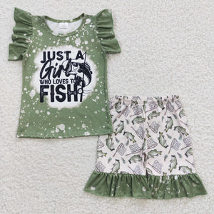girl like to fishing green girls outfit