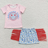 American babe red tassel girls outfit