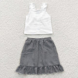 summer new style baby white and black plaid girls clothing