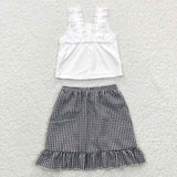 summer new style baby white and black plaid girls clothing