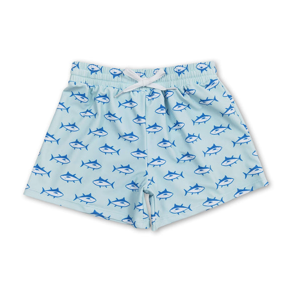 Blue whale summer boy swim trunks