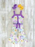 purple floral girls jumpsuit