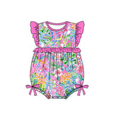 Flutter sleeves pineapple bow baby girls romper