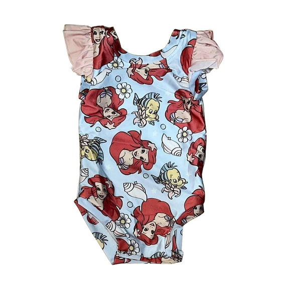 Flutter sleeves fish princess baby girls swimsuit