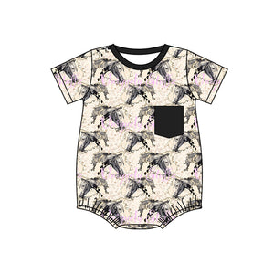 Short sleeves horse pocket baby boy summer romper