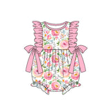 Pink ruffle floral baby girls spring summer romper