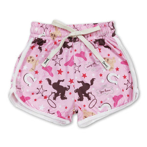Pink hat rodeo western baby girls summer shorts