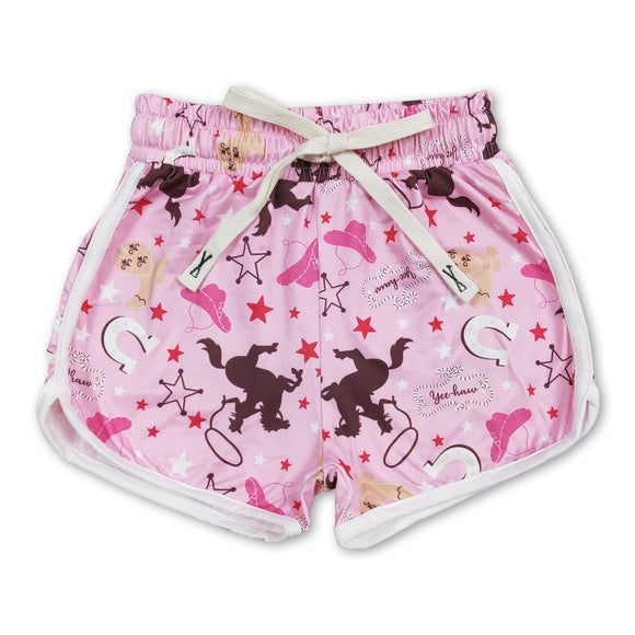 Pink hat rodeo western baby girls summer shorts
