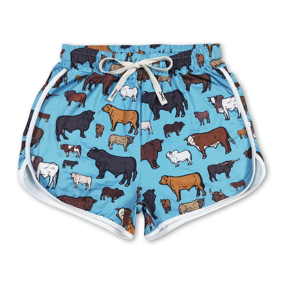 Blue cows women clothes adult shorts