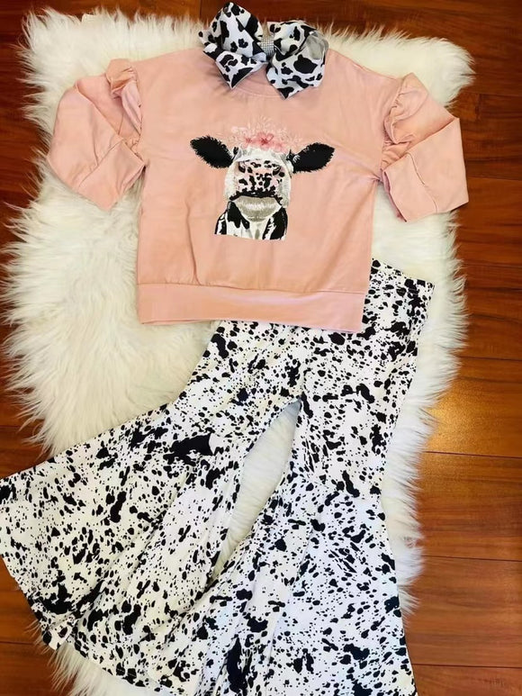 fall pink cow clothing