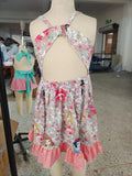 new style summer floral princess girls dress