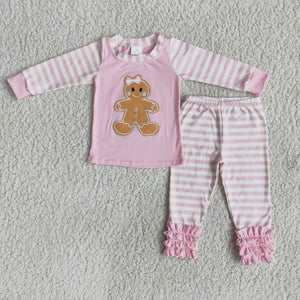 Christmas pink girls clothing long sleeve outfits