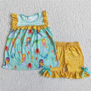 Blue and yellow girls clothing