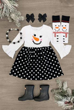 Snowman black dot girls dress