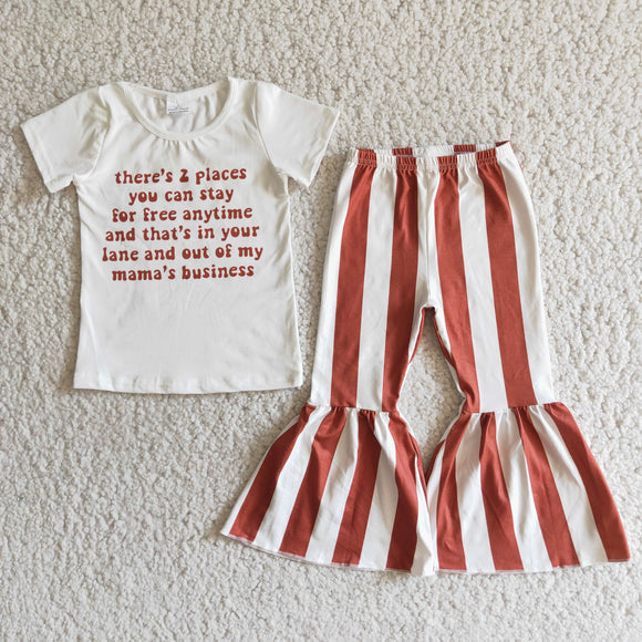 brown stripe girls clothing short sleeve outfits