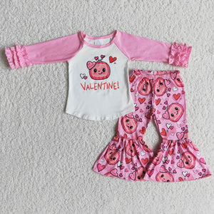 Love pink cartoon girls clothing  outfits
