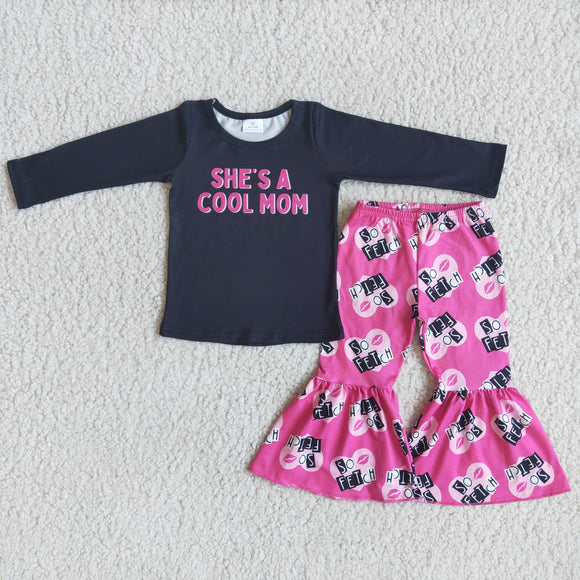 Cool mom girl  clothing black long sleeve outfits