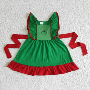 Green cartoon print dress