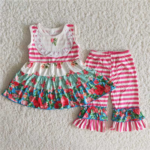 Pink sleeveless stripes  girl clothing  outfits