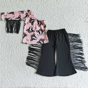 fall cow tassel cow and black girls clothing